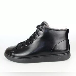 UGG Pismo UGGpure Wool‎ & Textile Lining Leather Sneaker, Black MSRP$185 Size 15